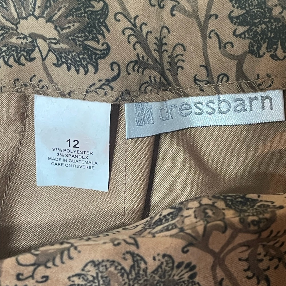 dressbarn Black and Brown Floral A-Line Skirt Fully Lined - Picture 4 of 4